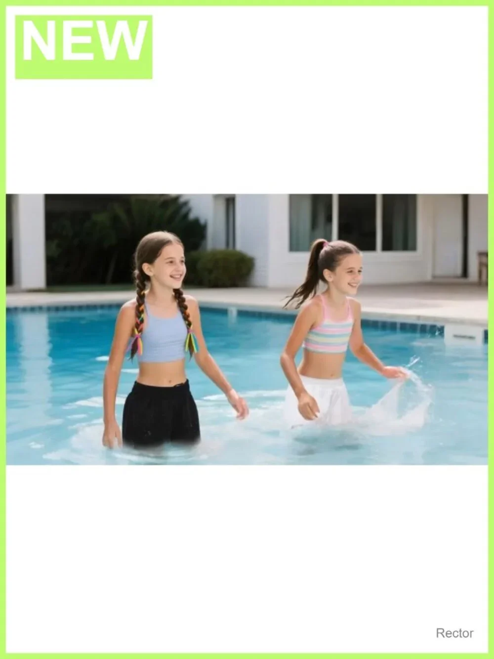 Girls 2-in-1 Swim Shorts Quick Dry Compression Liner Boardshorts
